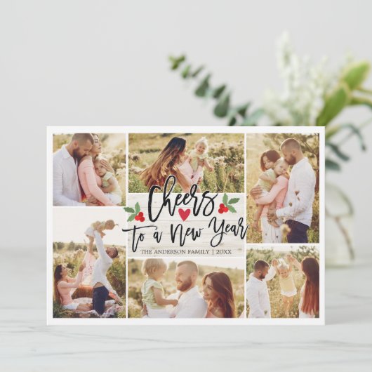 Frohe Weihnachten glücklich Neujahr Wood Foto Coll (Stehend Vorderseite)