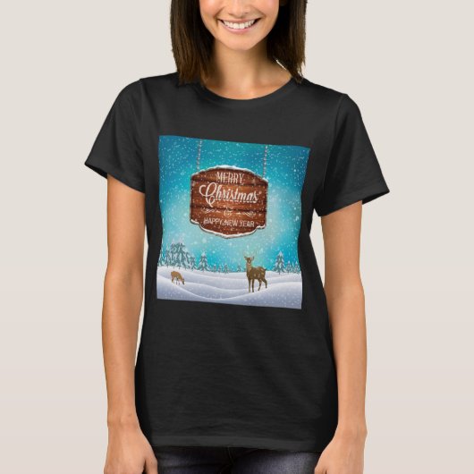 Frohe Weihnachten glücklich New Year Deer T-Shirt (Vorderseite)