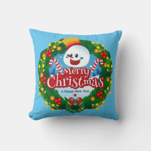 Frohe Weihnachten glücklich Snowman Wreath Kissen