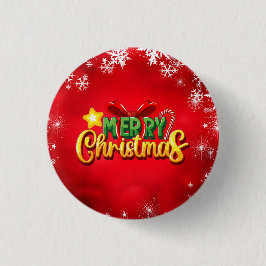 Frohe Weihnachten glücklich Xmas Red Green Holiday Button