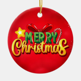 Frohe Weihnachten glücklich Xmas Red Green Holiday Keramik Ornament