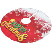 Frohe Weihnachten glücklich Xmas Red Green Holiday Polyester Weihnachtsbaumdecke (Schrägansicht)