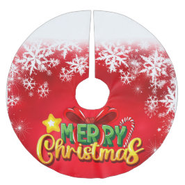 Frohe Weihnachten glücklich Xmas Red Green Holiday Polyester Weihnachtsbaumdecke