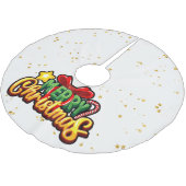 Frohe Weihnachten glücklich Xmas Red Green Holiday Polyester Weihnachtsbaumdecke (Schrägansicht)