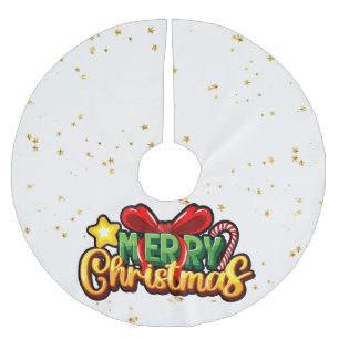 Frohe Weihnachten glücklich Xmas Red Green Holiday Polyester Weihnachtsbaumdecke