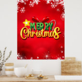 Frohe Weihnachten glücklich Xmas Red Green Holiday Poster (Küche)