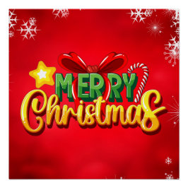 Frohe Weihnachten glücklich Xmas Red Green Holiday Poster