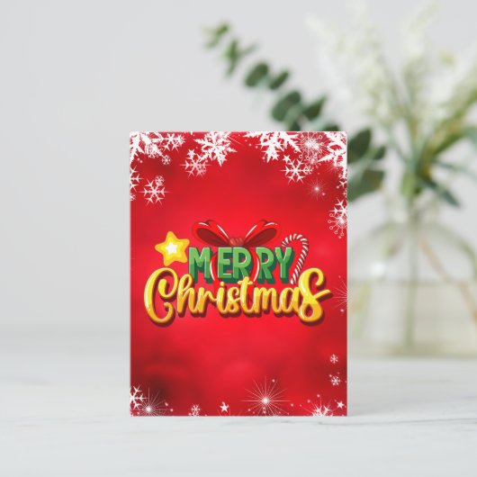 Frohe Weihnachten glücklich Xmas Red Green Holiday Postkarte (Stehend Vorderseite)