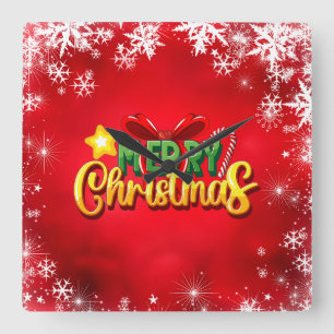Frohe Weihnachten glücklich Xmas Red Green Holiday Quadratische Wanduhr