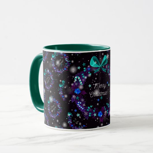 Frohe Weihnachten glücklich Zeit Geschenk Tasse (Vorderseite Links)