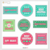 Frohe Weihnachten glückliche Feiertage Jahreszeit Aufkleber (Blatt)