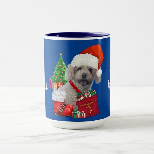 Frohe Weihnachten glückliche Ferien Poodle Tasse (Zentrum)