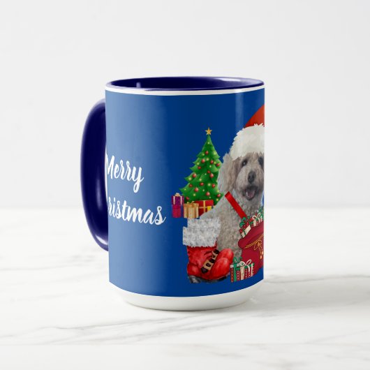 Frohe Weihnachten glückliche Ferien Poodle Tasse (Vorderseite Links)