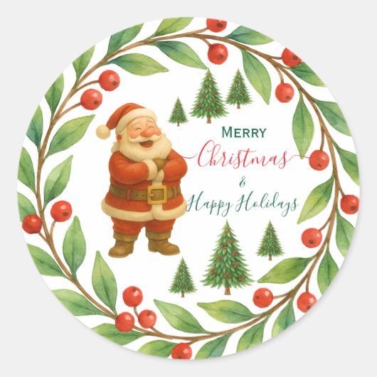 Frohe Weihnachten & glückliche Ferien Weihnachtsfe Runder Aufkleber (Vorderseite)