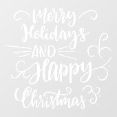 Frohe Weihnachten glückliche Ferien White Fensteraufkleber (Blatt)