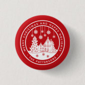 Frohe Weihnachten glückliche Ferien Winter Persona Button (Vorderseite)