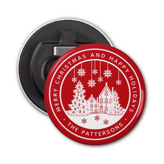 Frohe Weihnachten glückliche Ferien Winter Persona Flaschenöffner (Vorderseite)