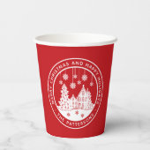 Frohe Weihnachten glückliche Ferien Winter Persona Pappbecher (Rückseite)