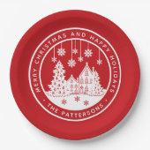 Frohe Weihnachten glückliche Ferien Winter Persona Pappteller (Vorderseite)