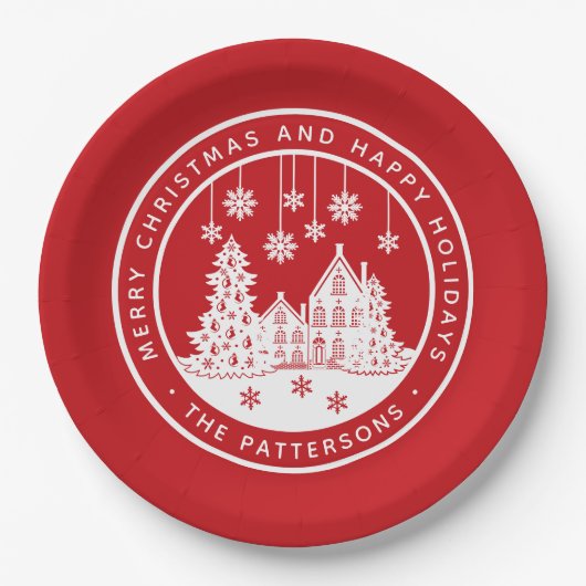 Frohe Weihnachten glückliche Ferien Winter Persona Pappteller (Vorderseite)