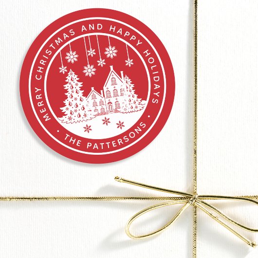 Frohe Weihnachten glückliche Ferien Winter Persona Runder Aufkleber