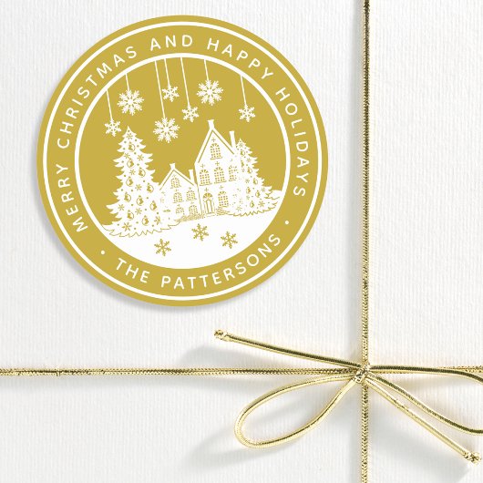 Frohe Weihnachten glückliche Ferien Winter Persona Runder Aufkleber