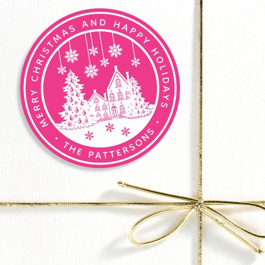 Frohe Weihnachten glückliche Ferien Winter Persona Runder Aufkleber