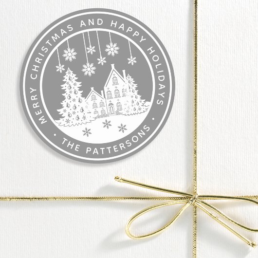 Frohe Weihnachten glückliche Ferien Winter Persona Runder Aufkleber