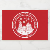 Frohe Weihnachten glückliche Ferien Winter Persona Schaumweinetikett (Einzelnes Label)