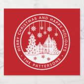 Frohe Weihnachten glückliche Ferien Winter Persona Schaumweinetikett (Einzelnes Label)