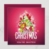 Frohe Weihnachten glückliche Neujahrsgeschenke & B Einladung (Vorne/Hinten)