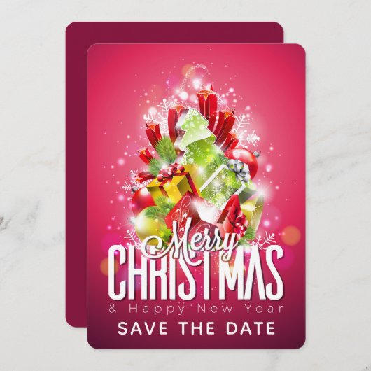 Frohe Weihnachten glückliche Neujahrsgeschenke & B Save The Date (Vorne/Hinten)