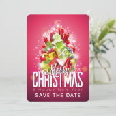 Frohe Weihnachten glückliche Neujahrsgeschenke & B Save The Date (Stehend Vorderseite)