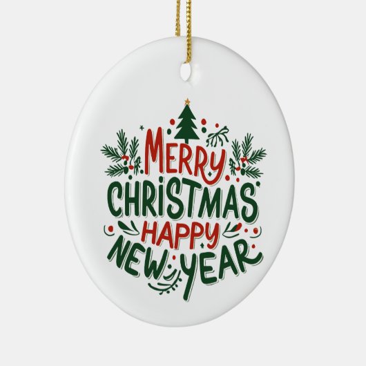 Frohe Weihnachten glückliche Neujahrsschmuck Keramik Ornament (Rechts)