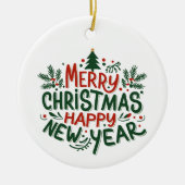 Frohe Weihnachten glückliche Neujahrsschmuck Keramik Ornament (Vorne)