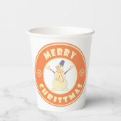 Frohe Weihnachten glückliche Snowman berühmten Kaf Pappbecher (Rückseite)