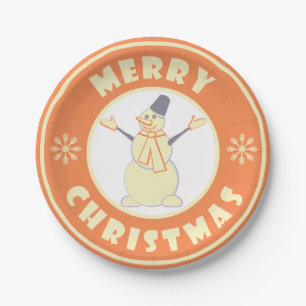 Frohe Weihnachten glückliche Snowman berühmten Kaf Pappteller