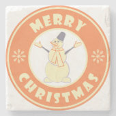 Frohe Weihnachten glückliche Snowman berühmten Kaf Steinuntersetzer (Vorderseite)