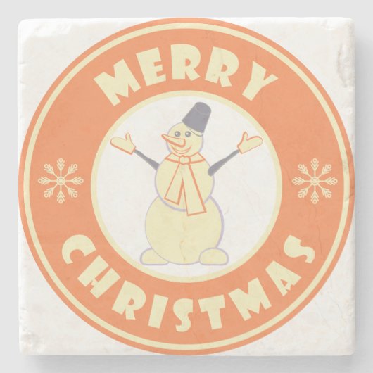 Frohe Weihnachten glückliche Snowman berühmten Kaf Steinuntersetzer (Vorderseite)