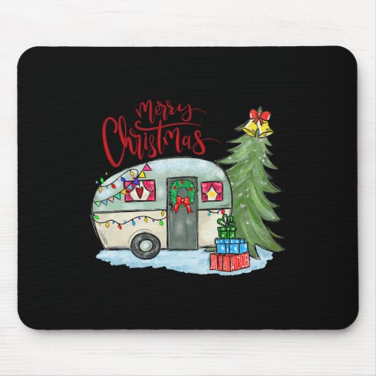 Frohe Weihnachten Glücklicher Camper Spaß Camping Mousepad (Vorne)