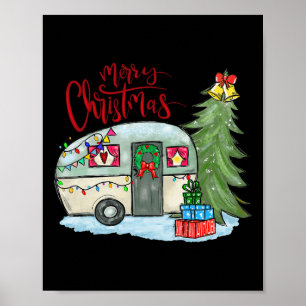 Frohe Weihnachten Glücklicher Camper Spaß Camping  Poster