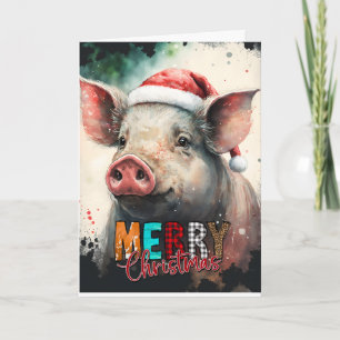 Frohe Weihnachten glückliches Baby SCHWEIN Karte
