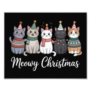 Frohe Weihnachten glückliches Katzenjahr Katzenlie Fotodruck