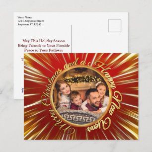 Frohe Weihnachten Glückliches Neues Jahr Goldener Postkarte