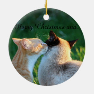 Frohe Weihnachten, glückliches neues Jahr Keramikornament