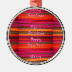 Frohe Weihnachten Glückliches Neues Jahr Leinwand  Silbernes Ornament