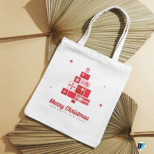 Frohe Weihnachten - Glückliches Neues Jahr Luxus-D Jumbo Stoffbeutel