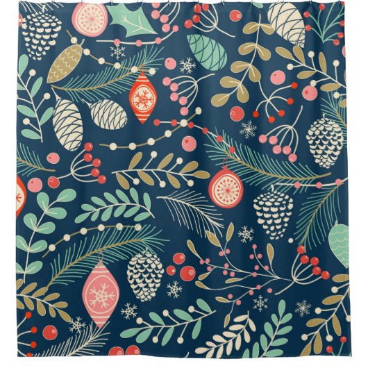 Frohe Weihnachten, glückliches neues Jahr nahtlose Duschvorhang (Vorderseite)