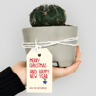 Frohe Weihnachten Glückliches Neues Jahr Rotes Skr Geschenkanhänger