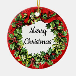 Frohe Weihnachten Glückliches Neues Jahr Vintage-O Keramik Ornament